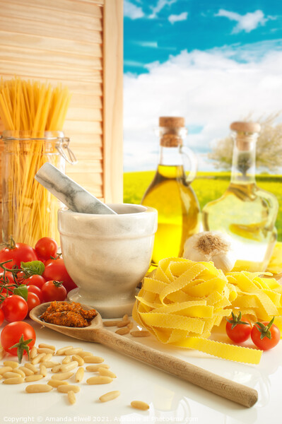 Italian Pasta & Pesto Kitchen Picture Board by Amanda Elwell