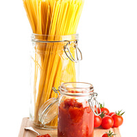 Buy canvas prints of Tomatoes & Spaghetti Pasta  by Amanda Elwell