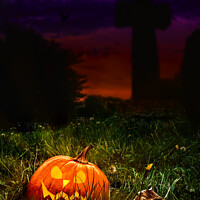 Buy canvas prints of Halloween Cemetery by Amanda Elwell