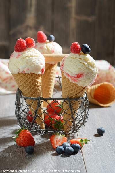 Ice Creams With Fruit Picture Board by Amanda Elwell
