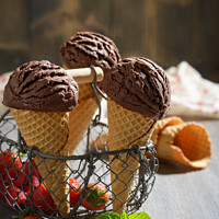Buy canvas prints of Chocolate Ice Cream With Strawberries by Amanda Elwell