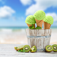 Buy canvas prints of Ice Cream At The Beach by Amanda Elwell