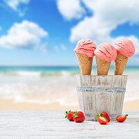 Buy canvas prints of Strawberry Ice Creams by Amanda Elwell