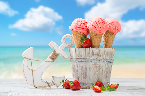 Strawberry Fruit Ice Cream Picture Board by Amanda Elwell