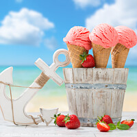 Buy canvas prints of Strawberry Fruit Ice Cream by Amanda Elwell