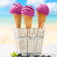 Buy canvas prints of Icecreams With Blueberries by Amanda Elwell