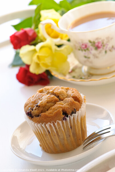 Freshly Baked Muffin With Tea Picture Board by Amanda Elwell