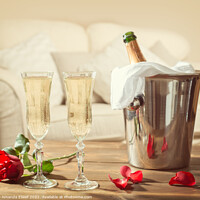 Buy canvas prints of Valentines Day Champagne by Amanda Elwell