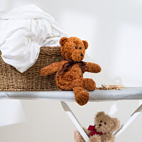 Buy canvas prints of Teddies With The Laundry Basket by Amanda Elwell