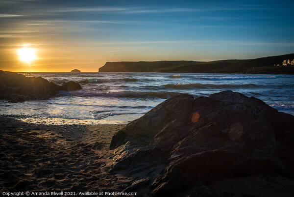 Sunset At Polzeath Picture Board by Amanda Elwell