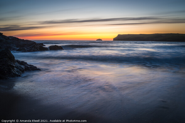 After The Sunset At Polzeath Cornwall Picture Board by Amanda Elwell