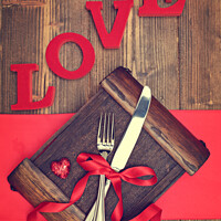 Buy canvas prints of Valentine's Cutlery by Amanda Elwell
