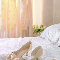 Buy canvas prints of The Brides Wedding Sandals by Amanda Elwell
