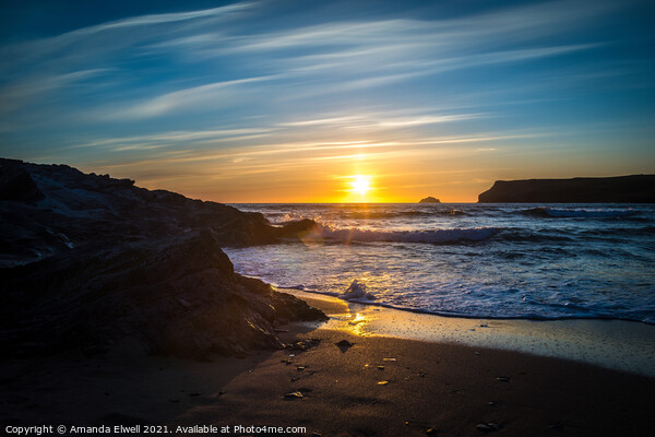 Sunset At Polzeath, Cornwall, UK Picture Board by Amanda Elwell