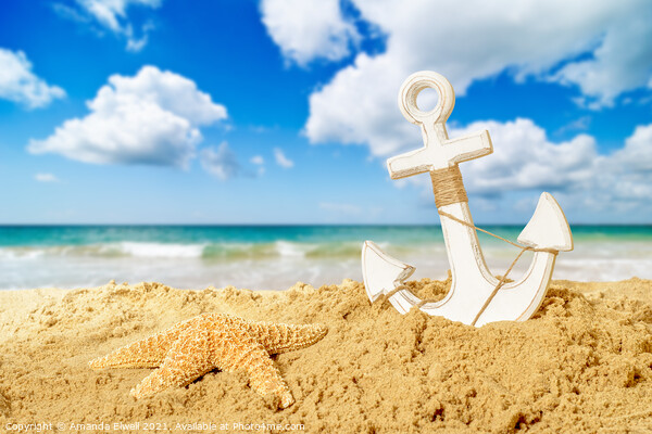 Anchor At The Beach Picture Board by Amanda Elwell