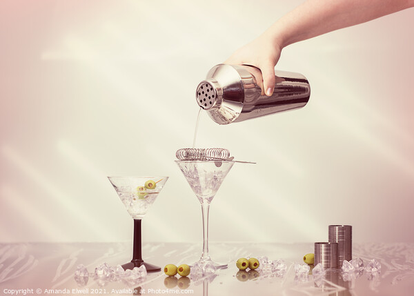 Pouring A Martini Picture Board by Amanda Elwell