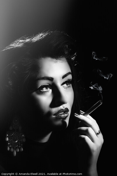 Film Noir Woman Smoking Picture Board by Amanda Elwell