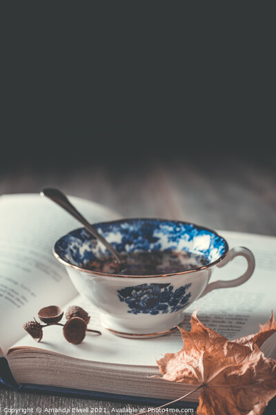 Teacup On Book Picture Board by Amanda Elwell
