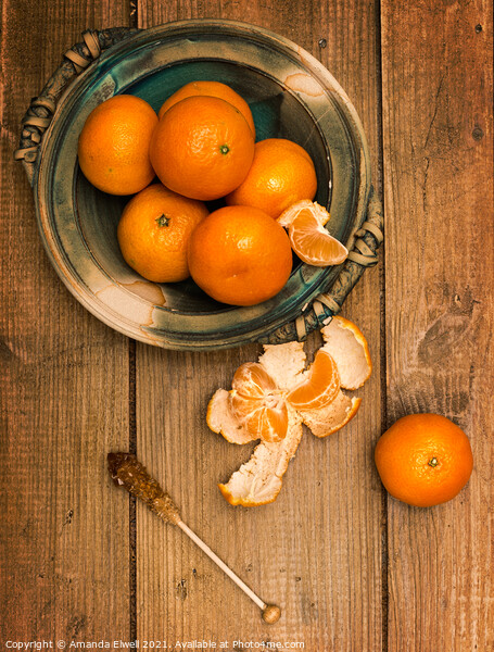 Clementines On Wooden Board Picture Board by Amanda Elwell