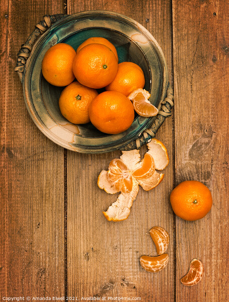 Clementines On Wooden Board Picture Board by Amanda Elwell