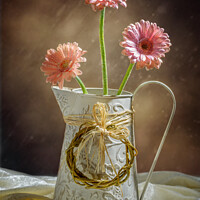 Buy canvas prints of Vase Of Gerbera's by Amanda Elwell