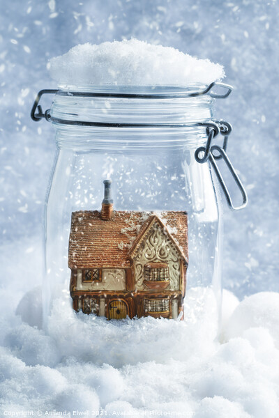 Cottage Snowglobe Picture Board by Amanda Elwell