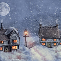 Buy canvas prints of Winter Cottages In Snow by Amanda Elwell