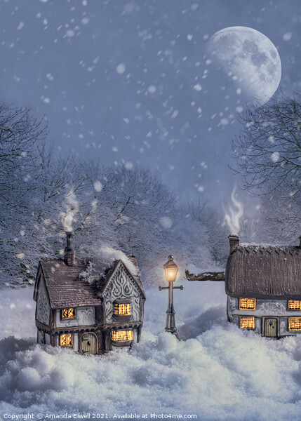 Winter Cottages Picture Board by Amanda Elwell
