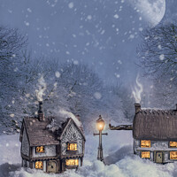 Buy canvas prints of Winter Cottages by Amanda Elwell