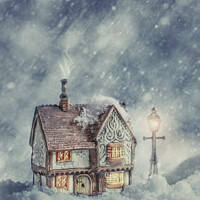 Buy canvas prints of Winter Cottage by Amanda Elwell