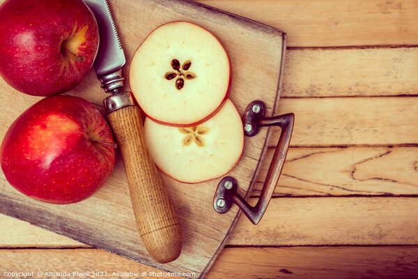 Apples On Chopping Board Picture Board by Amanda Elwell