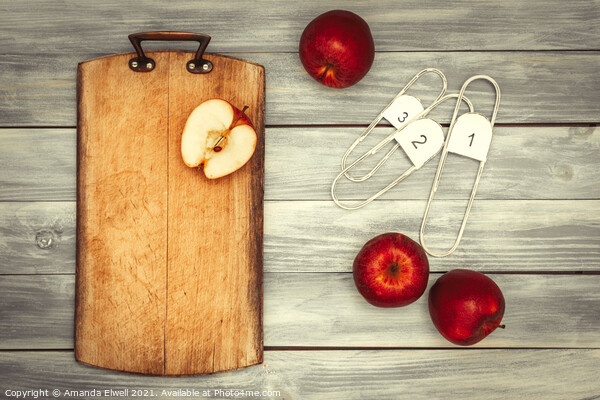 Apples & Chopping Board Picture Board by Amanda Elwell