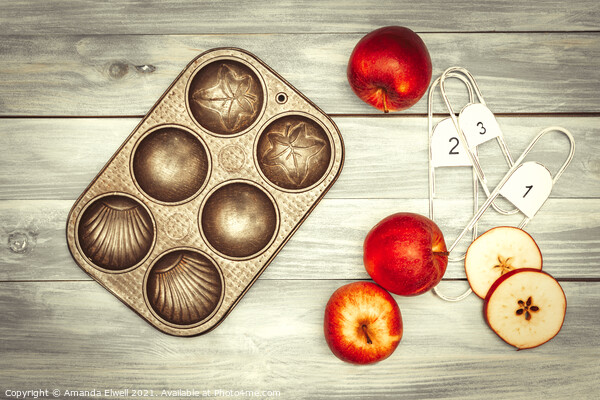 Apples And Baking Tin Picture Board by Amanda Elwell