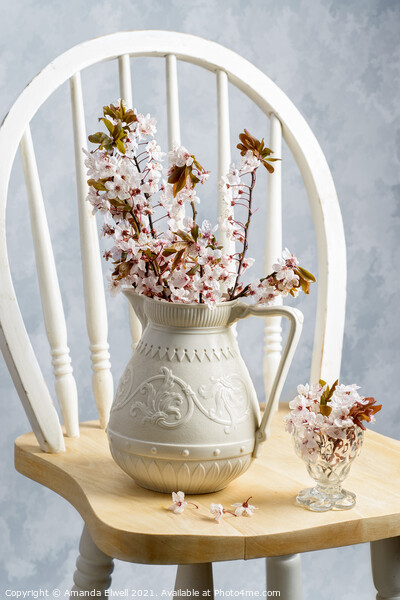 Jug Of Spring Blossom Picture Board by Amanda Elwell