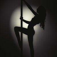 Buy canvas prints of Silhouette Of Pole Dancer by Amanda Elwell