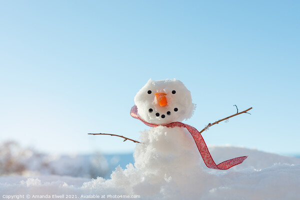 Snowman In Landscape Picture Board by Amanda Elwell