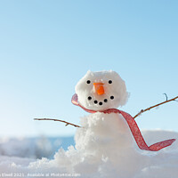 Buy canvas prints of Snowman In Landscape by Amanda Elwell
