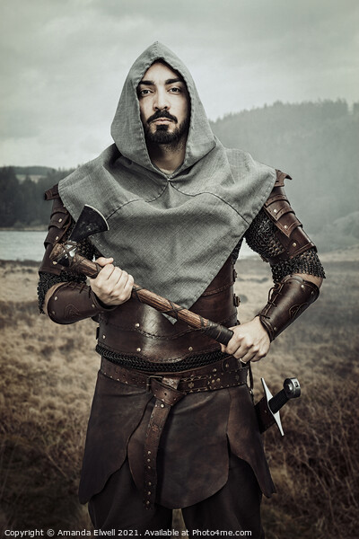 Medieval Cosplay Man With Axe Picture Board by Amanda Elwell
