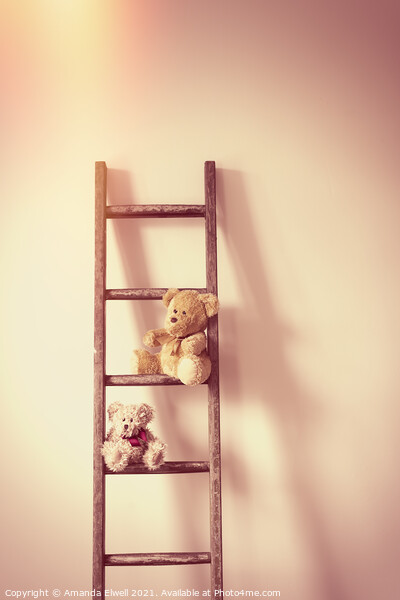 Teddies On A Ladder Picture Board by Amanda Elwell