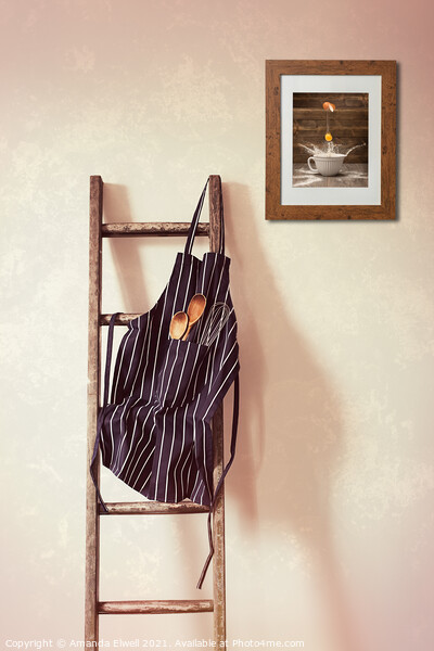Kitchen Apron Hanging On Ladder Picture Board by Amanda Elwell