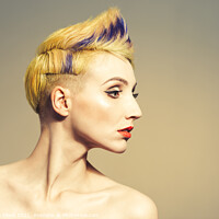 Buy canvas prints of Woman With Funky Hairstyle by Amanda Elwell