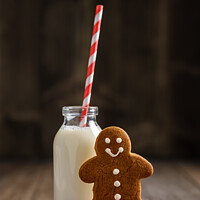 Buy canvas prints of Gingerbread Man & Milk by Amanda Elwell