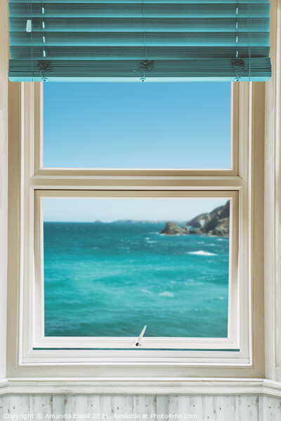 Window Overlooking The Ocean Picture Board by Amanda Elwell