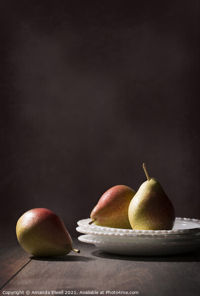 Three Pears Still Life Picture Board by Amanda Elwell