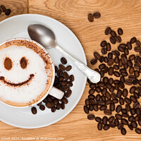 Buy canvas prints of Smiley Face Coffee by Amanda Elwell