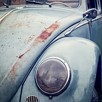 Buy canvas prints of Rusted Vintage VW Beetle Car Baby Blue by Peter Greenway