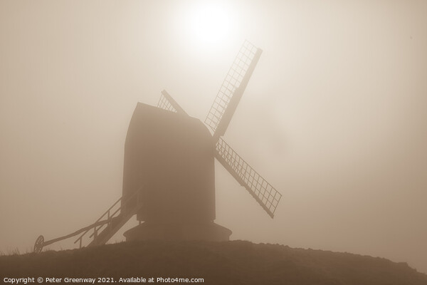 Brill Windmill In Rural Oxfordshire On A Misty Morning Picture Board by Peter Greenway