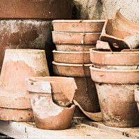 Buy canvas prints of Gardeners Shed Flowerpots by Peter Greenway