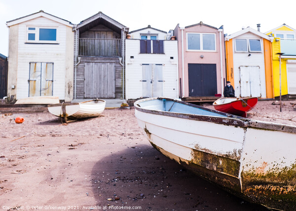 Boats Moored At Low Tide On The Back Beach At Teignmouth, Devon Picture Board by Peter Greenway