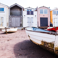 Buy canvas prints of Boats Moored At Low Tide On The Back Beach At Teignmouth, Devon by Peter Greenway